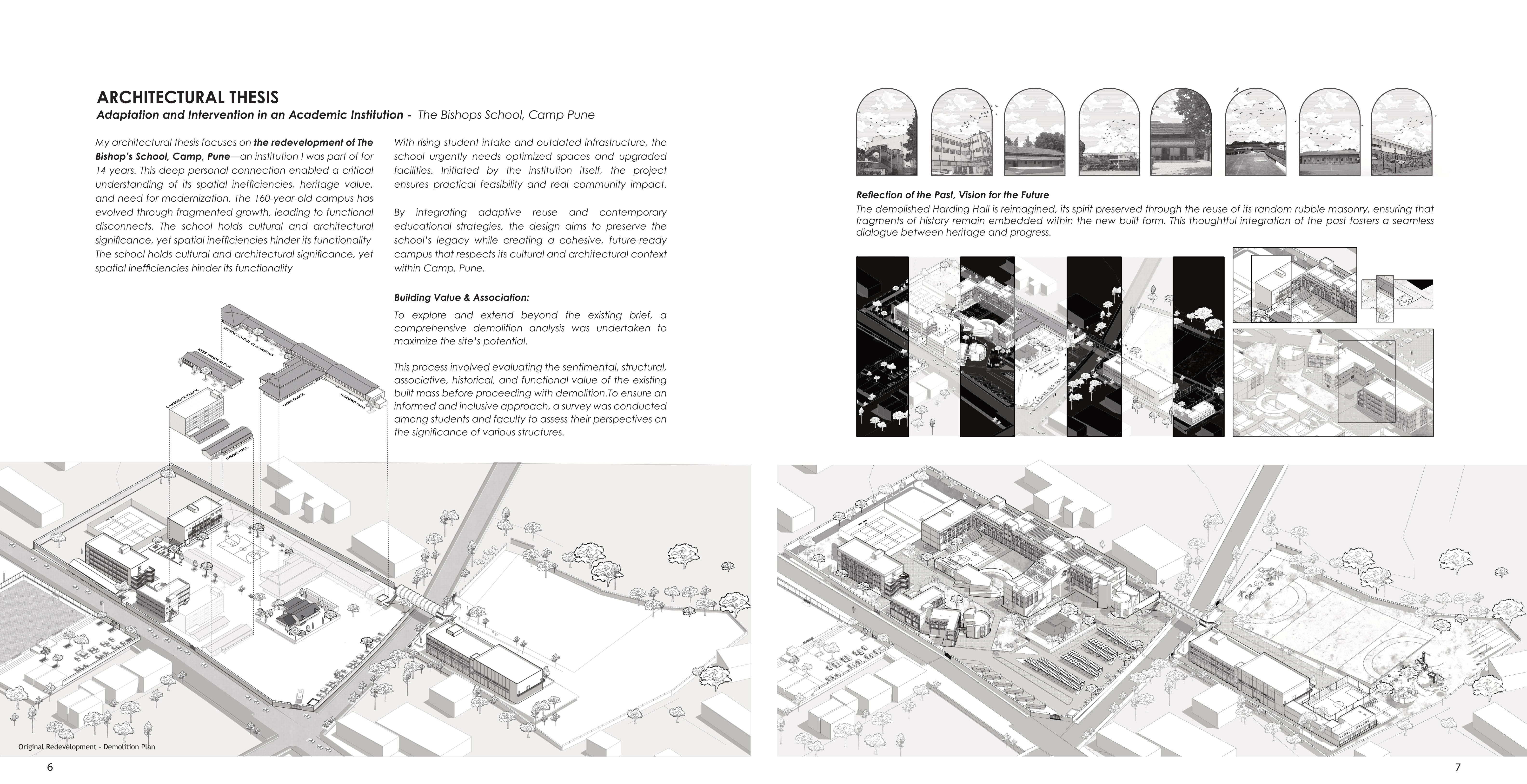 Thesis introduction: demolition plan of the original campus and building-value analysis