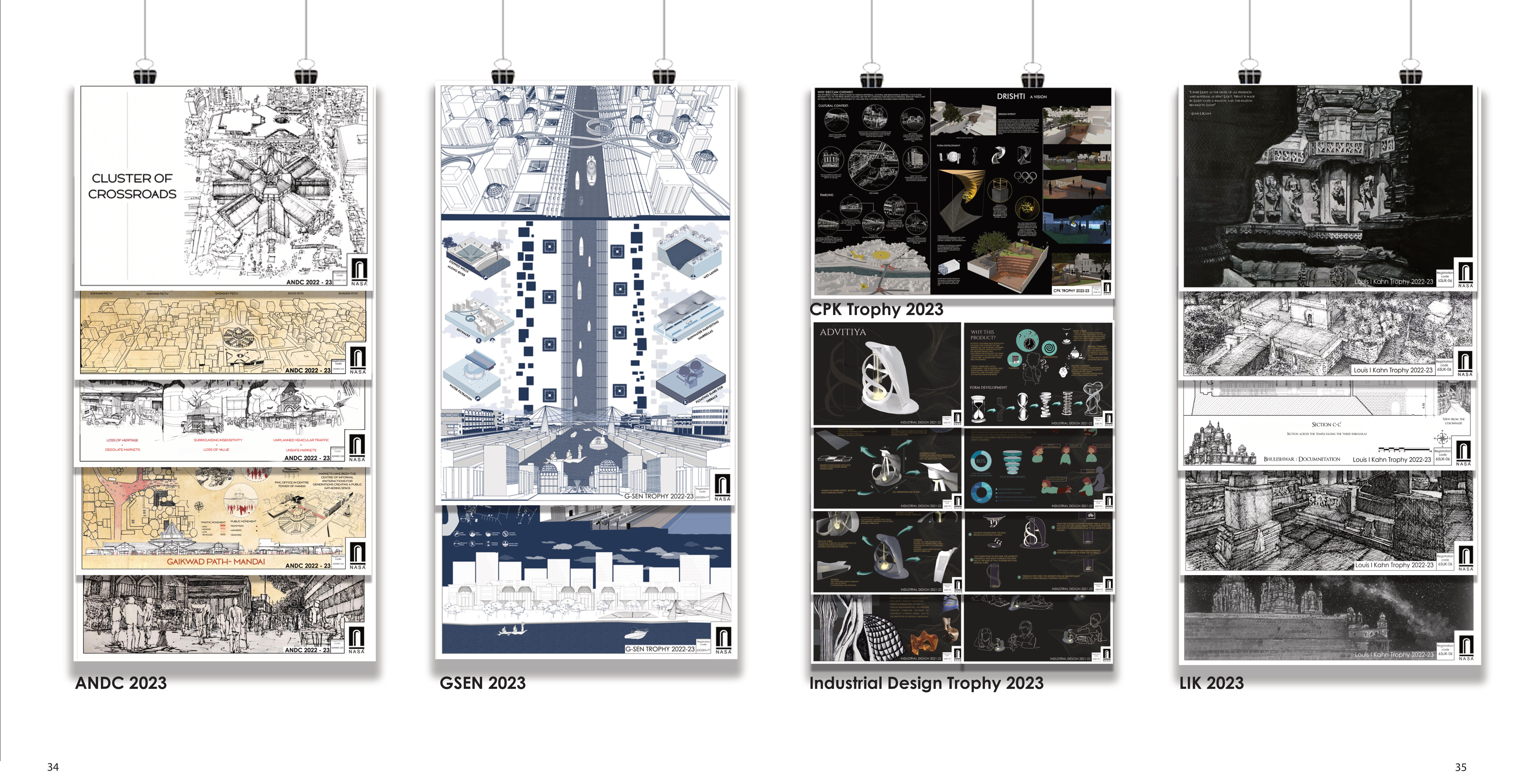 Competition sheets: ANDC 2023 Cluster of Crossroads, GSEN 2023, CPK Trophy, Industrial Design Trophy and Louis I. Kahn Trophy 2023